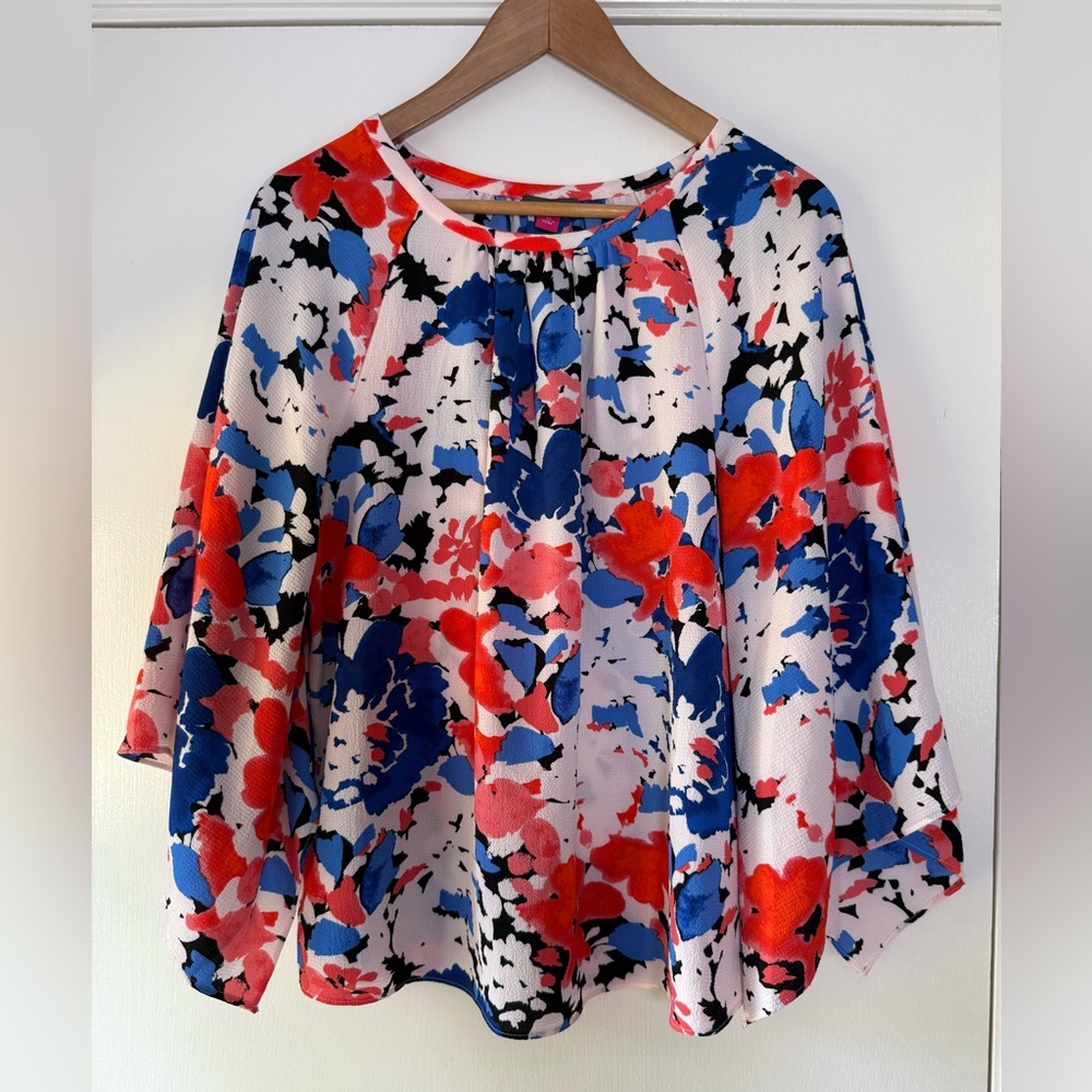 Vince Camuto Multicolor Batwing Dolman Style Boxy Top Oversized Boho Chic Bright
